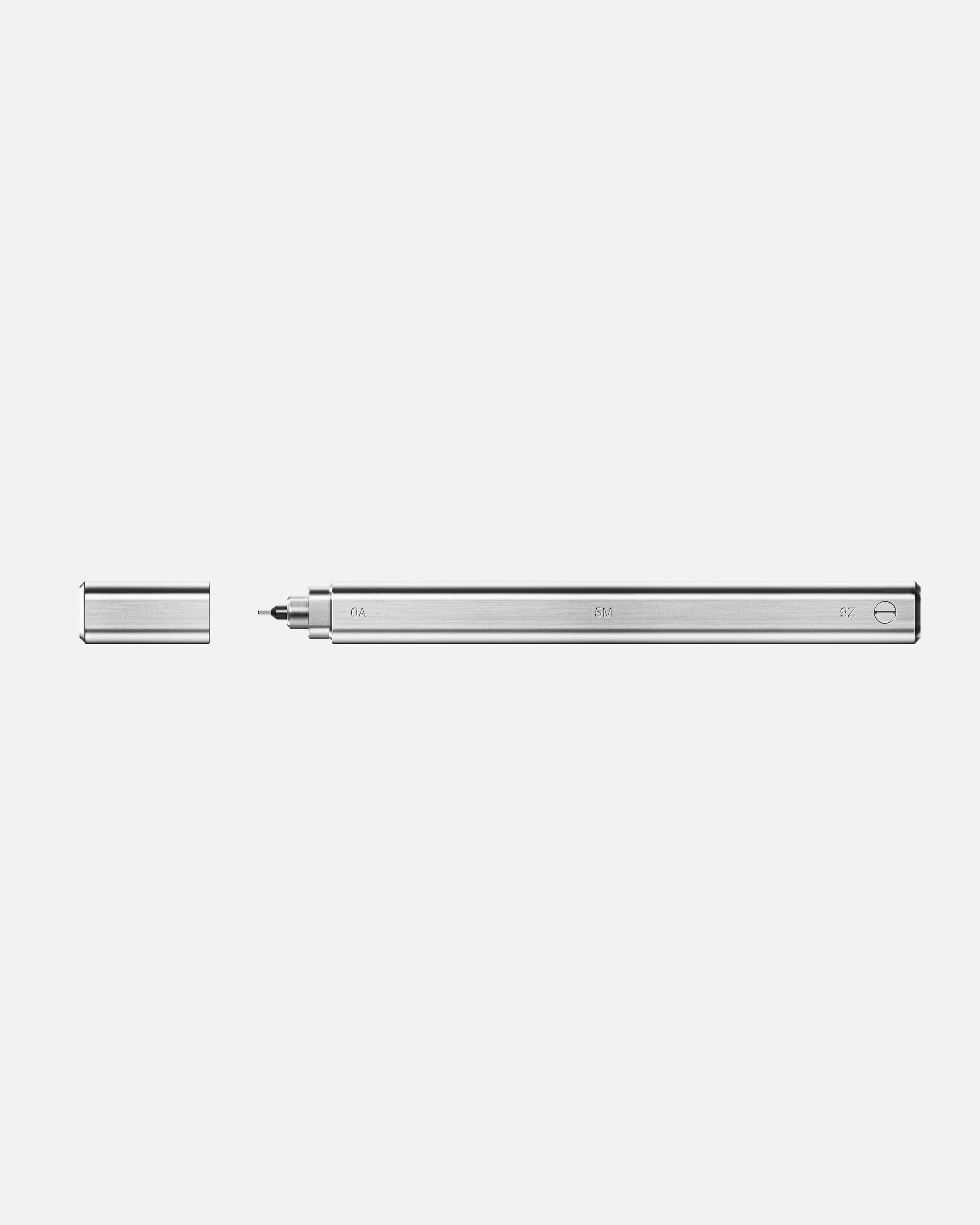 5M aluminum pen shown in full length with removable cap placed beside it on a white background.