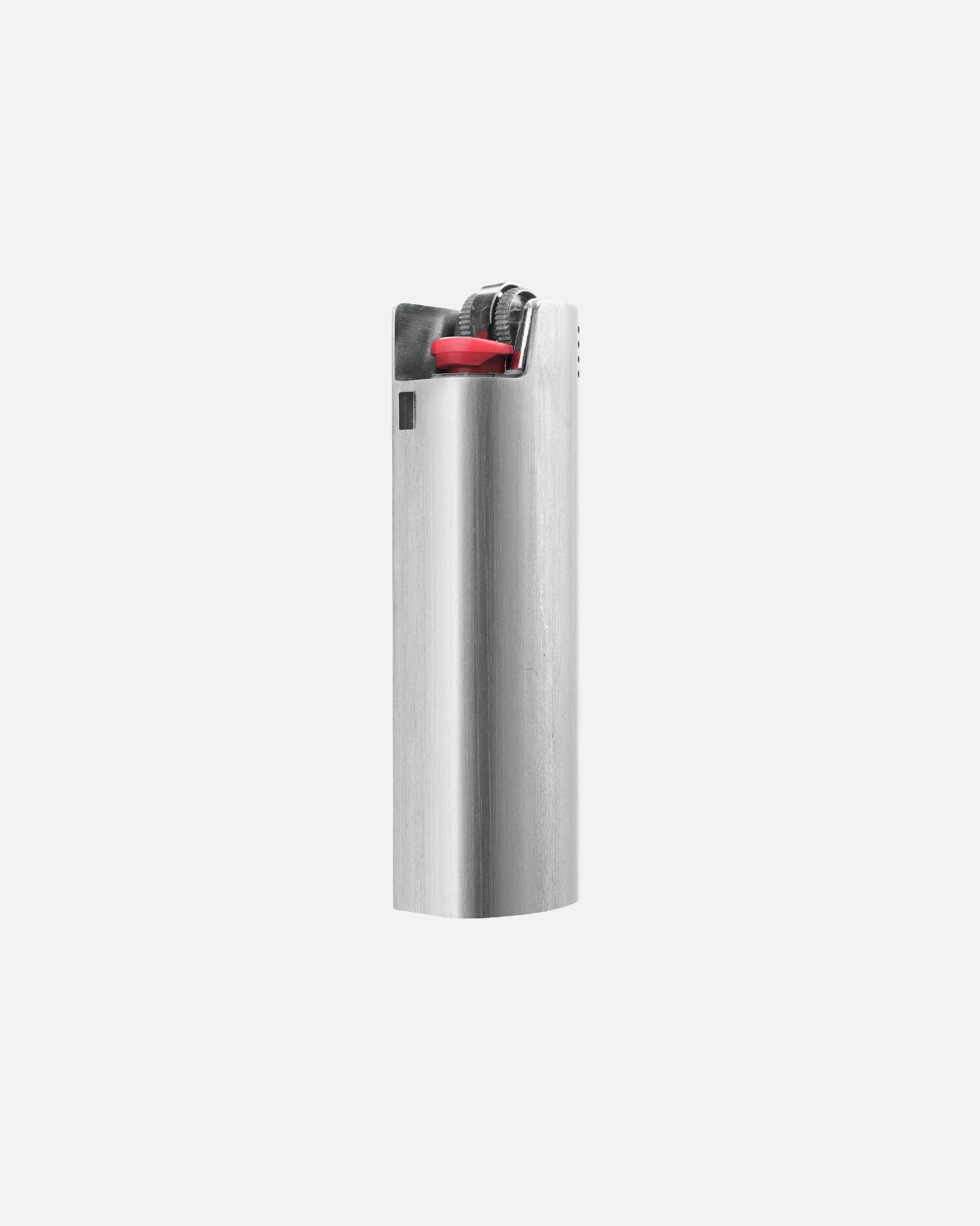 5M stainless steel lighter case with lighter partially exposed.